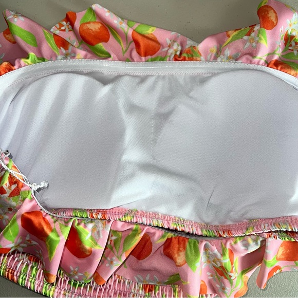 NEW LA LA Swim Pink Fruity Floral Print Matching Bikini Set Women’s Size L or XL - Picture 4 of 7